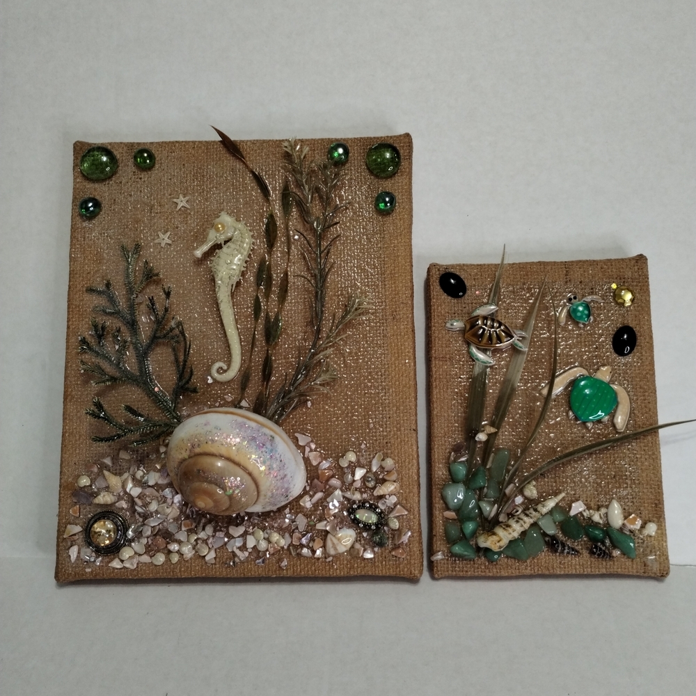 & Other Stories Coastal Mixed Media Art in Brown and Green